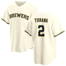 Brice Turang #2 Milwaukee Brewers Home Jersey - Cream Limited
