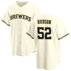 Bryan Hudson #52 Milwaukee Brewers Home Jersey - Cream Limited Bryan Hudson #52 Milwaukee Brewers Home Jersey - Cream Limited