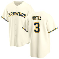 Joey Ortiz #3 Milwaukee Brewers Home Jersey - Cream Limited