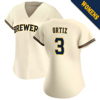 Joey Ortiz #3 Milwaukee Brewers Women's Home Jersey - Cream Replica