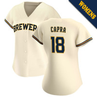 Vinny Capra #18 Milwaukee Brewers Women's Home Jersey - Cream Limited
